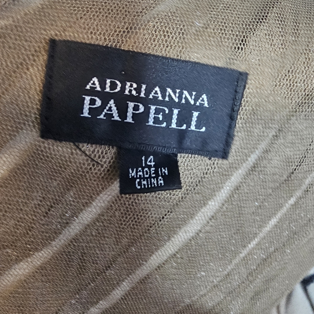 Adrianna Papell gold ruffled party dress size 14 - Picture 5 of 5